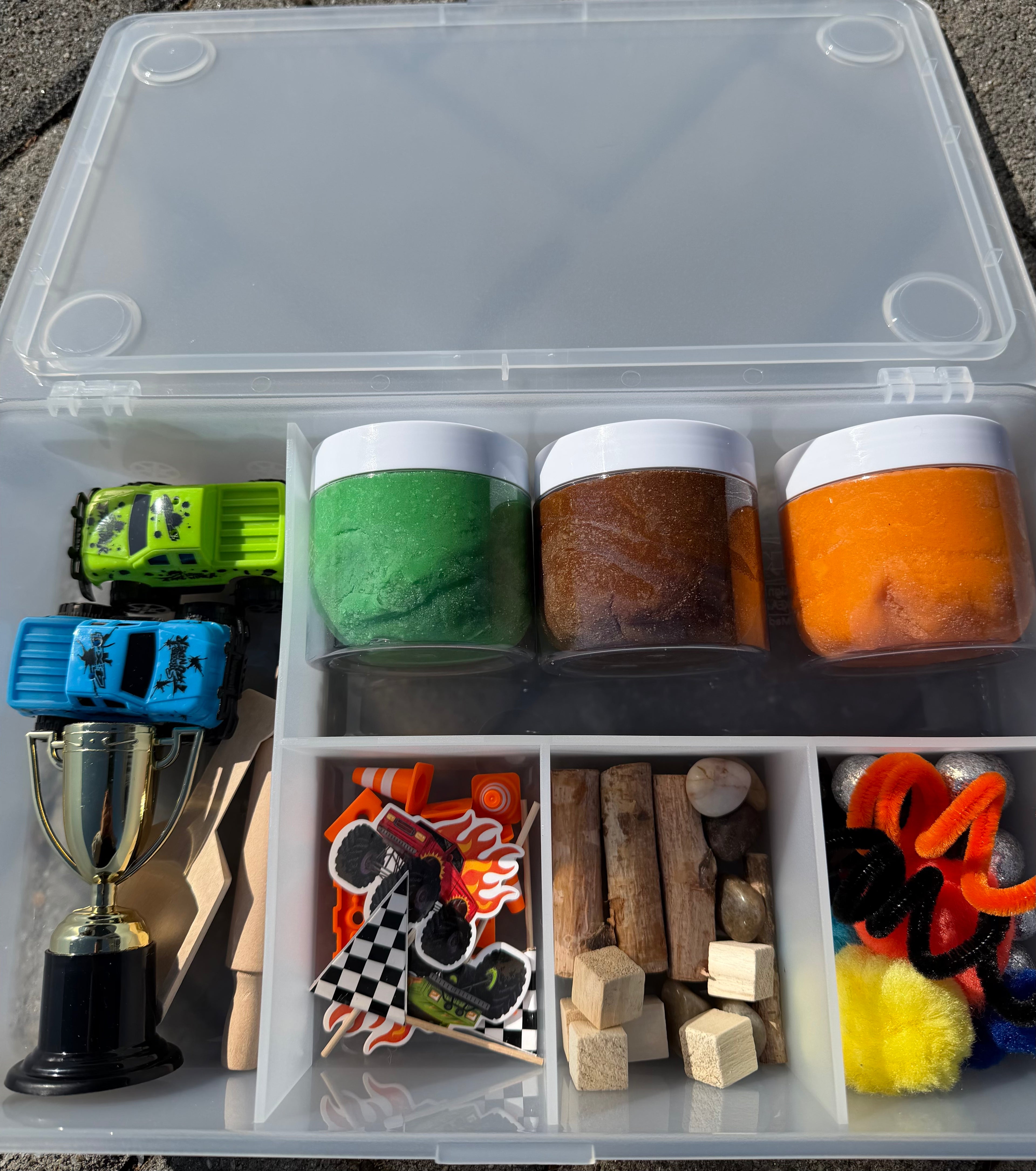Large Monster Trucks Sensory Bin